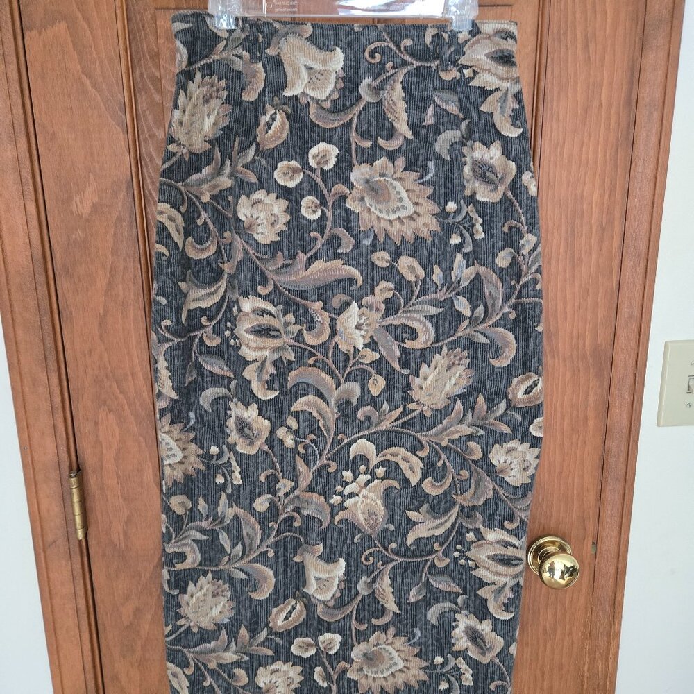 Coldwater Creek Floral Tapestry Corduroy Midi Skirt Sz14